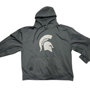 Gray Men's Hoodie Michigan State Spartans Logo Football Pullover Hooded Sz 2XL